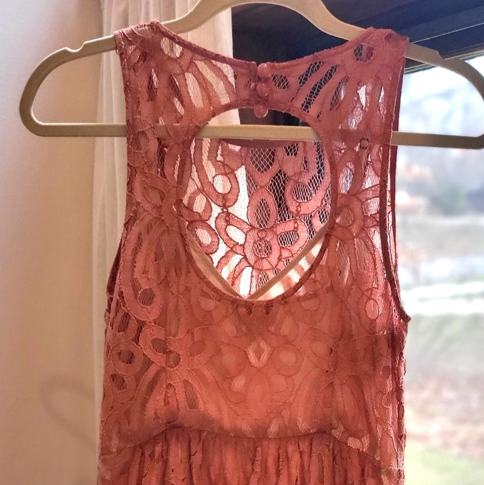 Rose, lace Anthropologie Tracy Reese cocktail dress